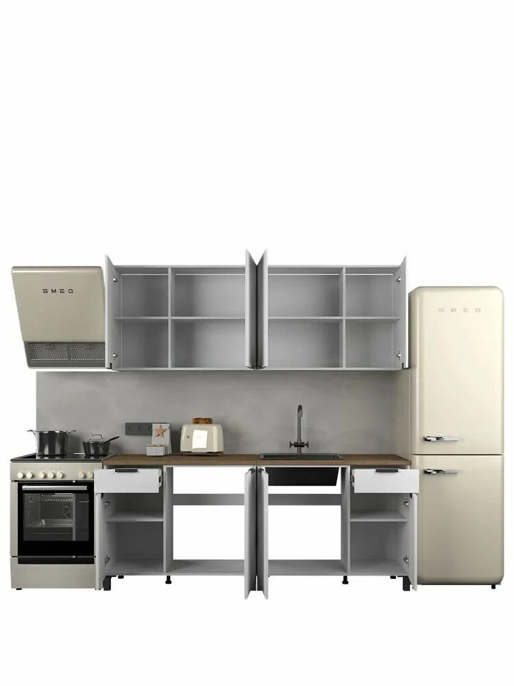 Кухонный гарнитур Римини 2м диамант серый со столешницей